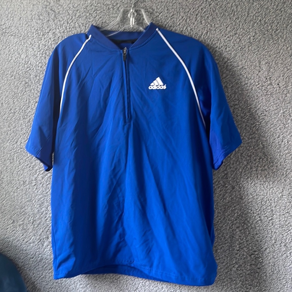 Adidas Large Blue ClimaCool 1/4 zip shirt